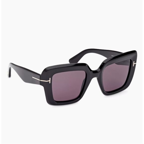 BNIB Tom Ford TF1157 ECO 52J Shiny Tinted Square Frame Sunglasses Dark Havana Br - Picture 1 of 12